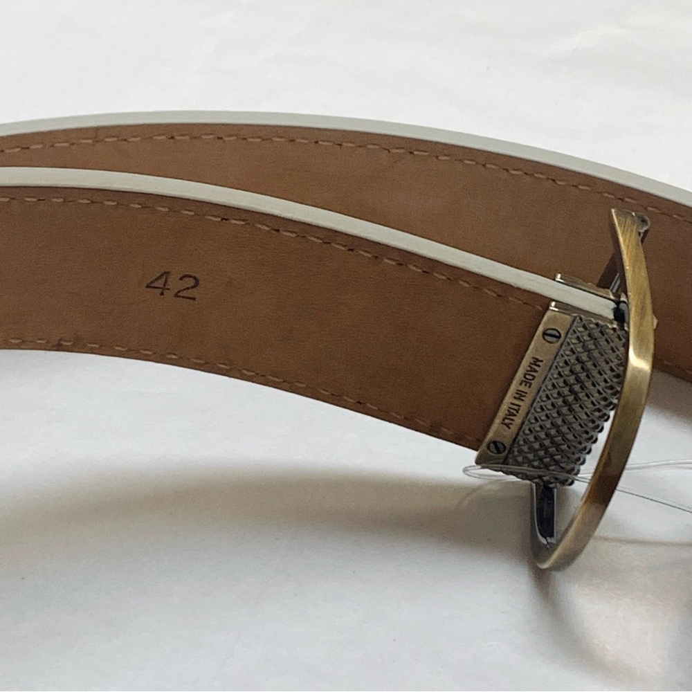 Salvatore Ferragamo Genuine Calf Leather Bianco White Belt Size 38 42 - Picture 7 of 10